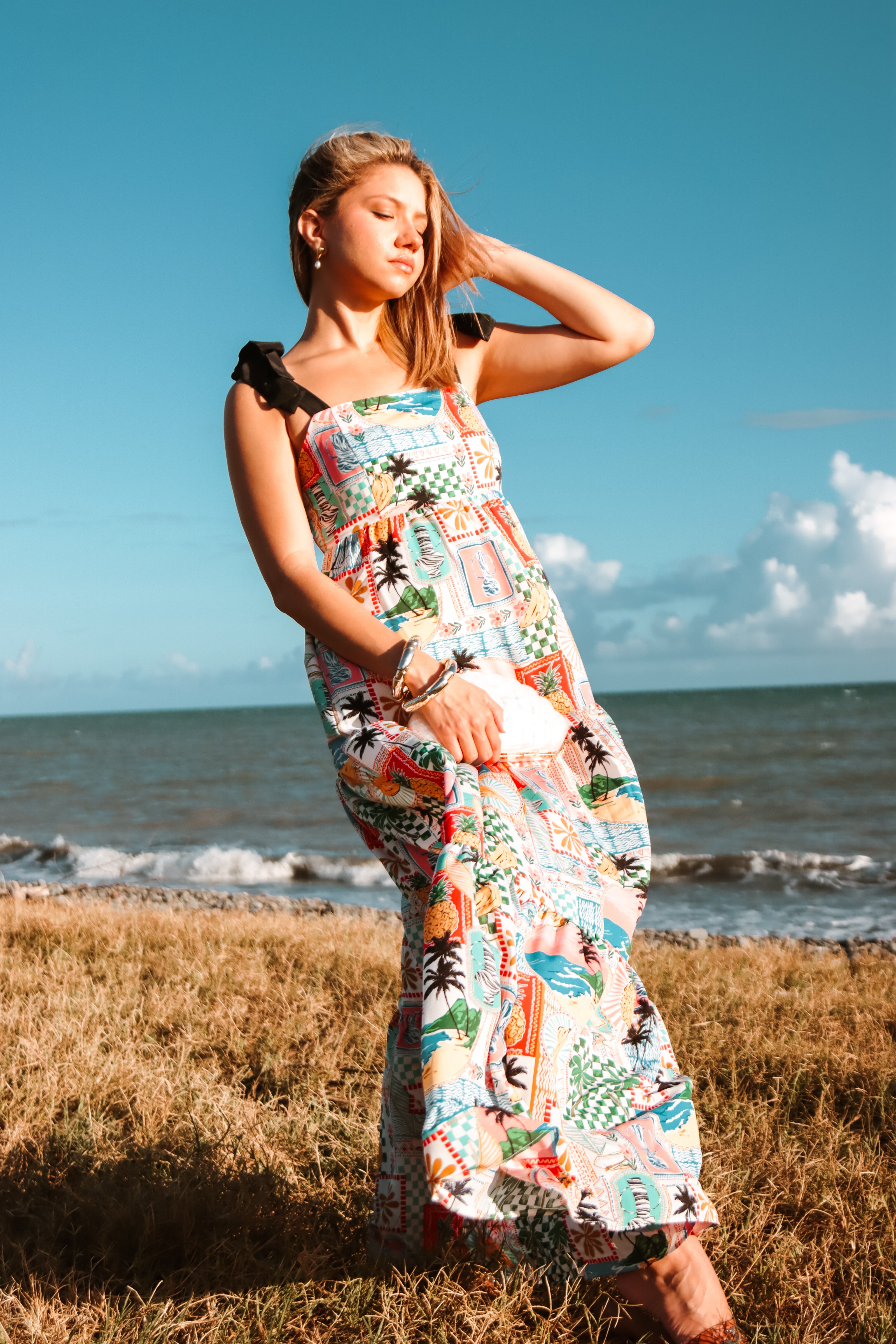 knee length dresses for ladies Vida Backless Maxi Dress in Gold | Jaded London main image 0
