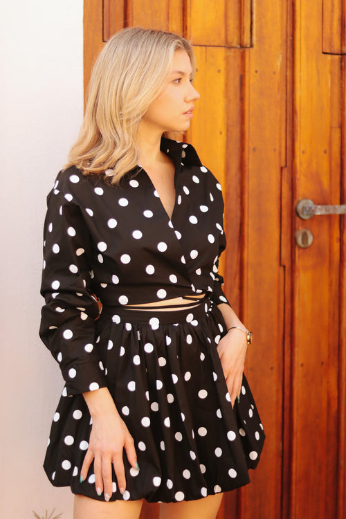 BLACK ECLIPSE TOP AND BALLOON MINI SKIRT