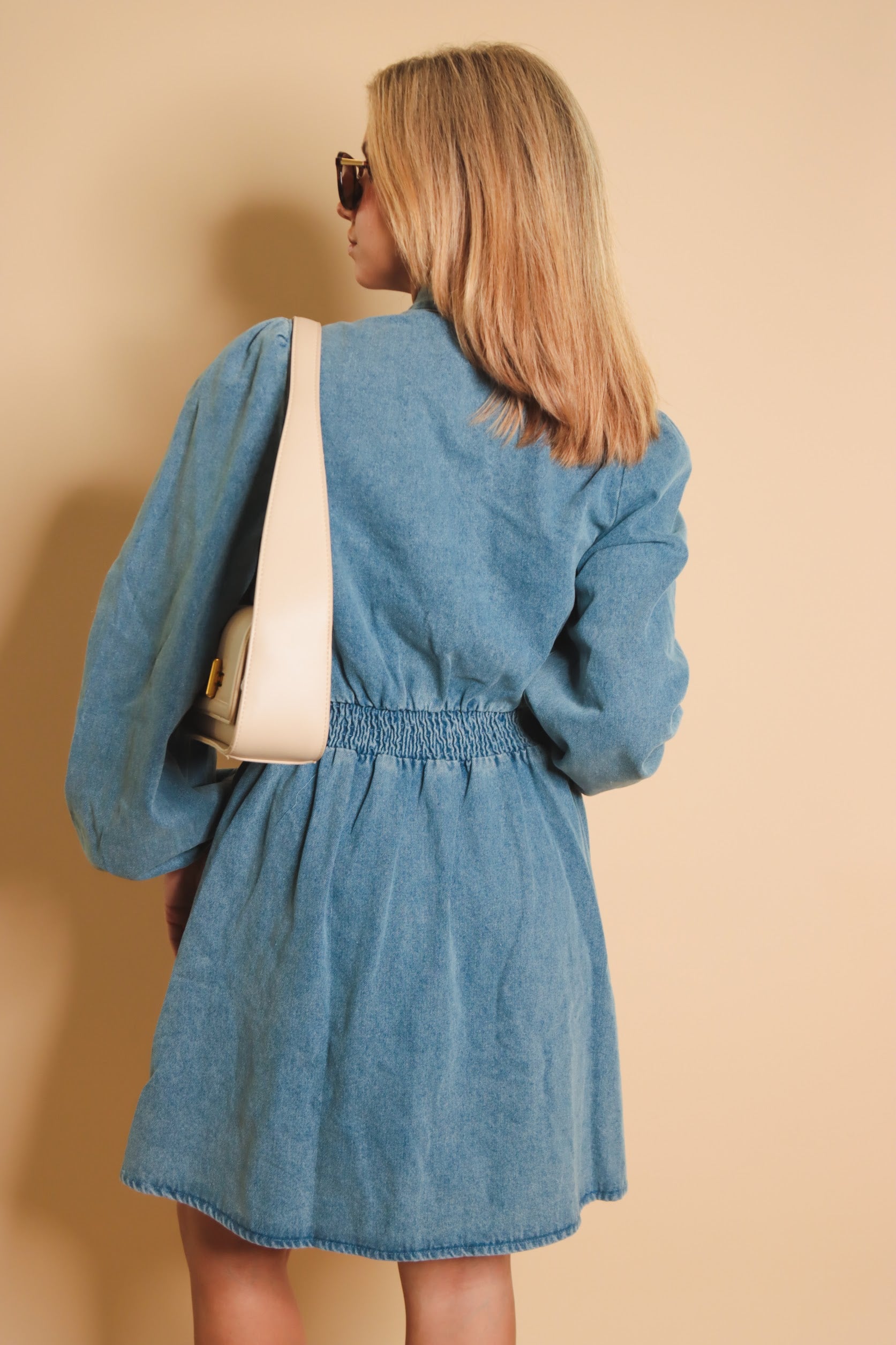 babydoll denim dress loveimgs Women V Neck Babydoll Mini Denim Dress A Line Pleated Short Ruffle Collar Jean Dress Puff Sleeves Sundress Pockets (Small,Blue) at Amazon Women's Clothing store