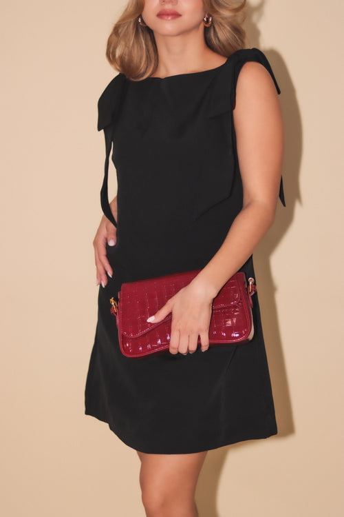 BOW TIED SHOULDER MINI DRESS